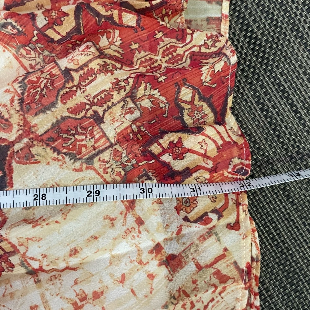Anthropologie Akemi Kin Floral Maxi Skirt Red Beige Pleated Size L‎ - Picture 8 of 9
